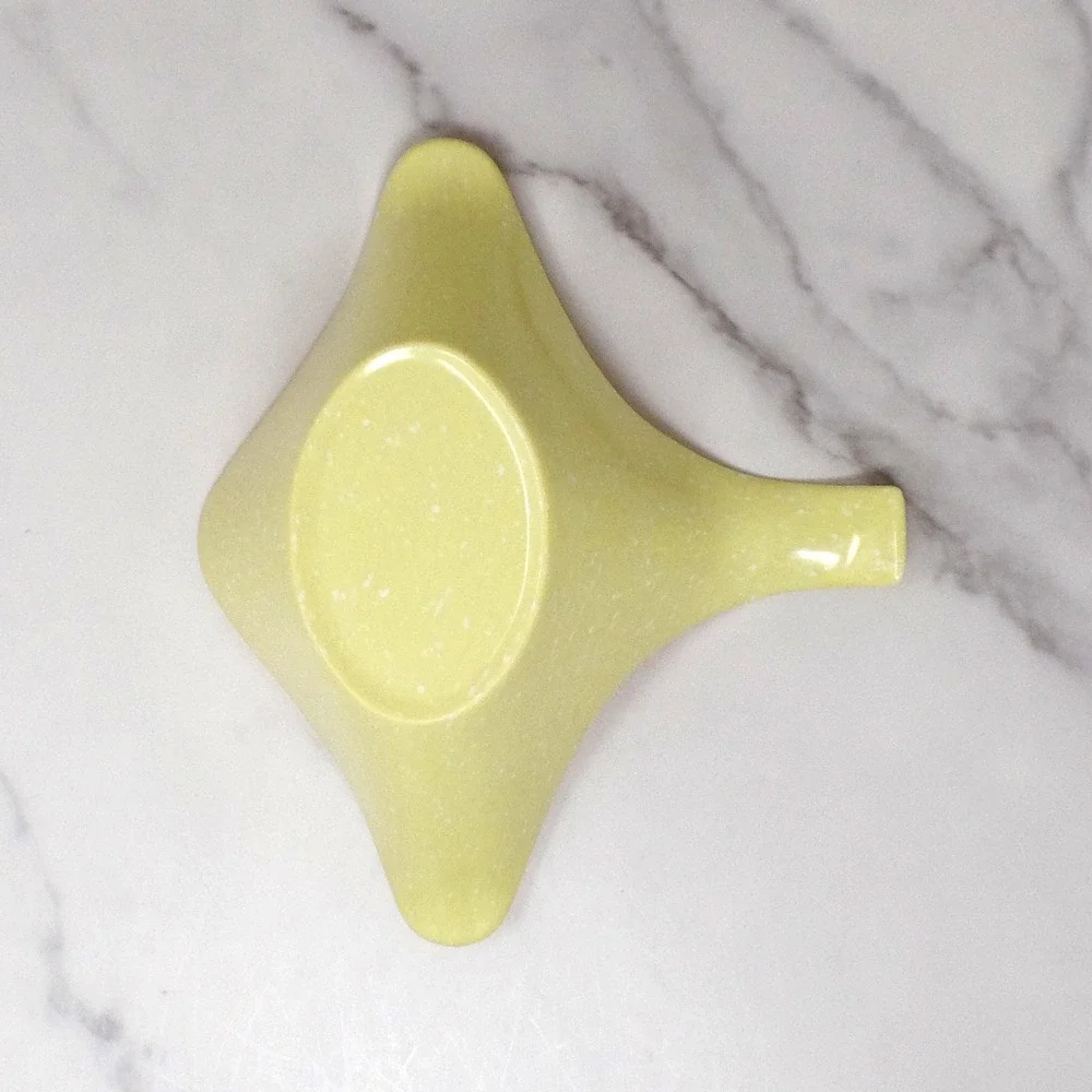 Vintage Joan Luntz Gaiety Melmac / Melamine Gravy Boat, Speckled Yellow (1950s)